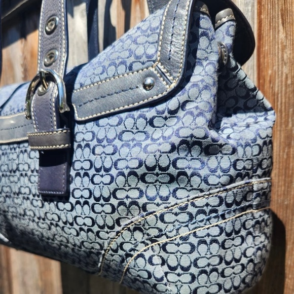 Coach Blue Jacquard Signature Shoulder Bag - Picture 5 of 16